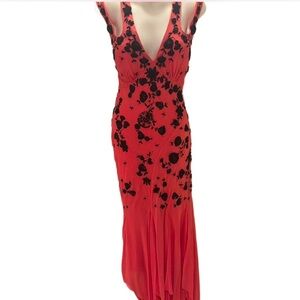 Elegant pink and Black Floral Dress